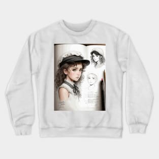 Pencil drawing. Portrait of a young lady Crewneck Sweatshirt